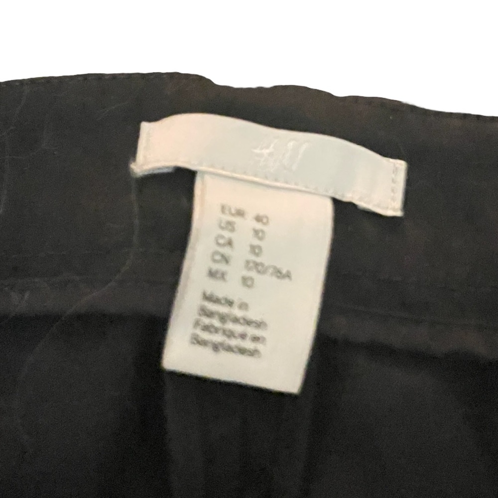 H&M Woman’s Black High Waist Cotton Straight Leg Twill Dress Pants Size: 10 - Picture 8 of 10